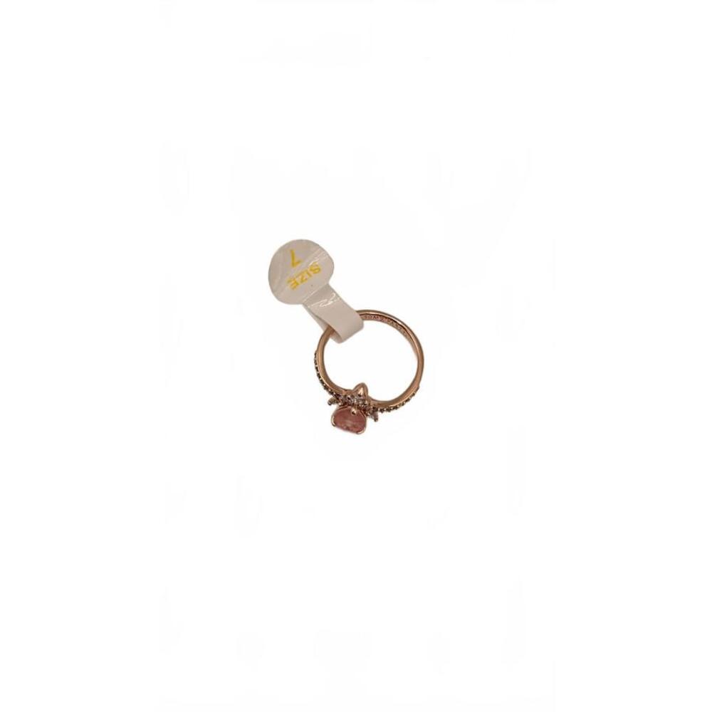 Rose Gold Ring with Pink Gemstone and Clear Accent Stones Size 7 - Picture 6 of 9